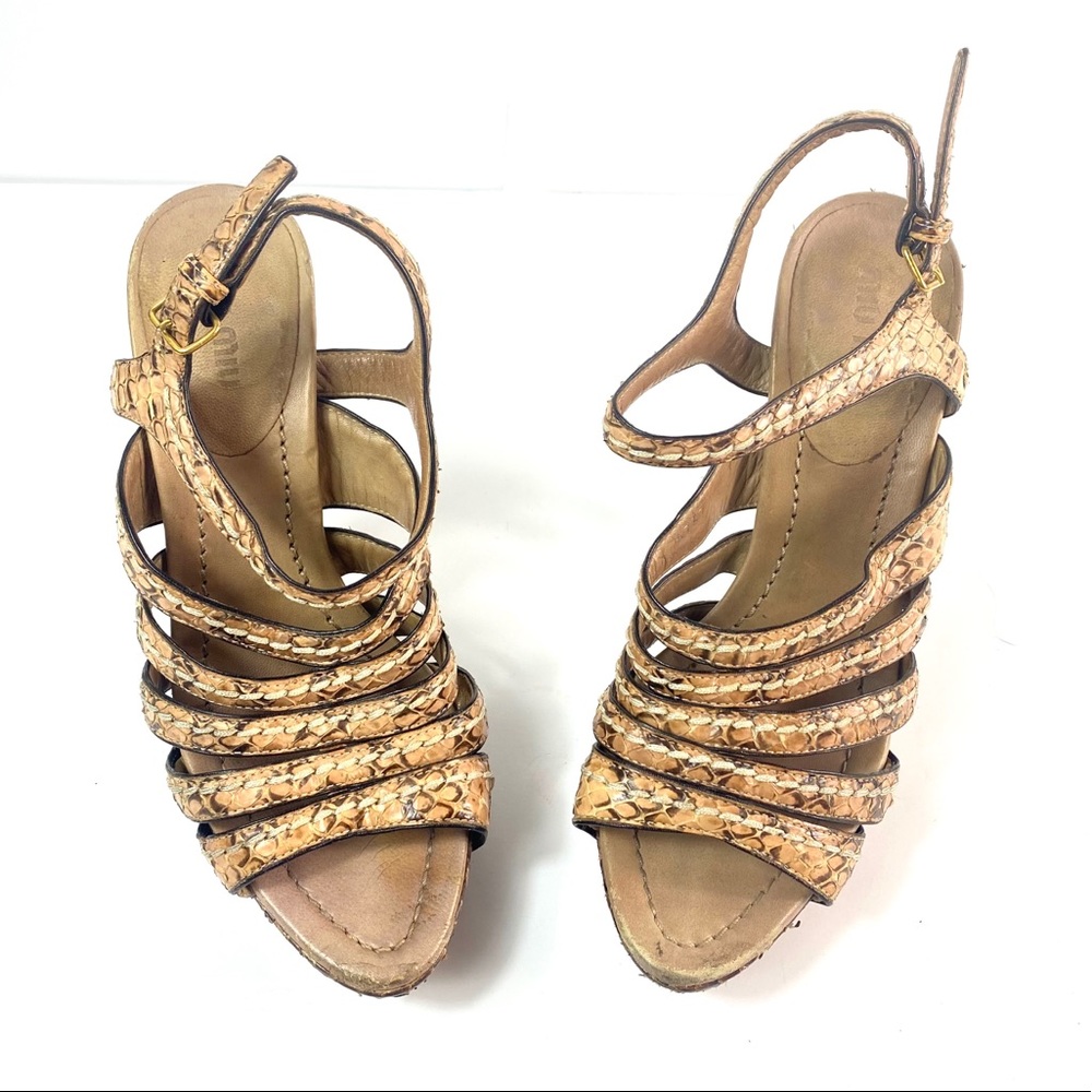 Miu Miu By Prada Blush Snakeskin Platform Sandals - image 2
